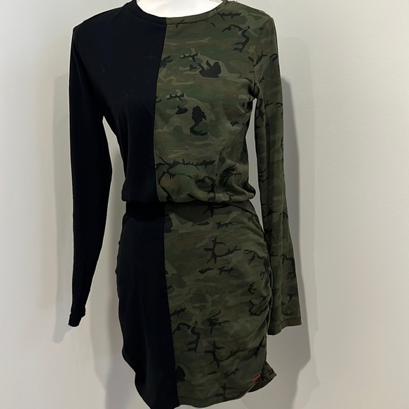 N. Philanthropy | Camo and black long sleeve mini dress | Small - Picture 1 of 5